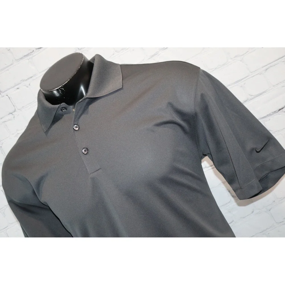 Nike Golf Polo Shirt Mens Large Gray GMC Cars Embroidered Short Sleeve Dri-Fit